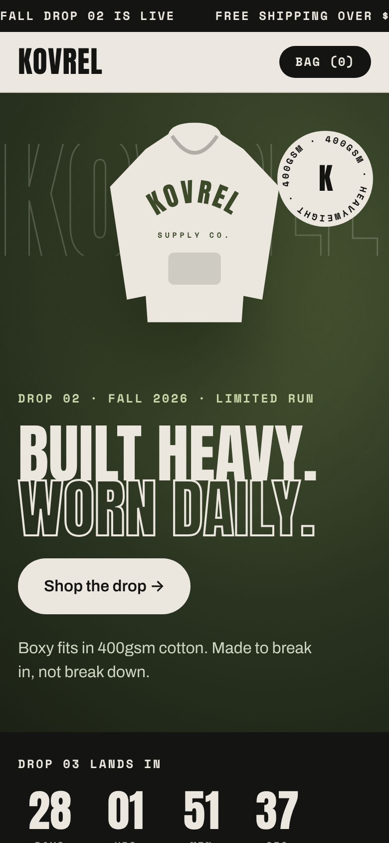 Kovrel store on a phone